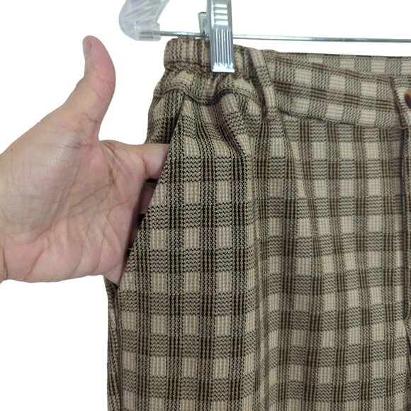 Willow & Root Women's Plaid Check Trouser Pant Size L Brown Black Tan career - Picture 5 of 15